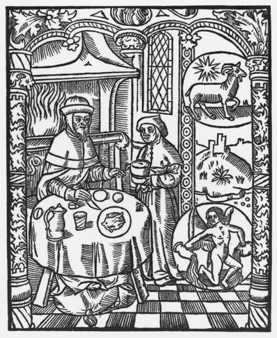 1月、 &39;Almanach des Bergers&39;から、1491年（木琴） 作： Pierre Le Rouge